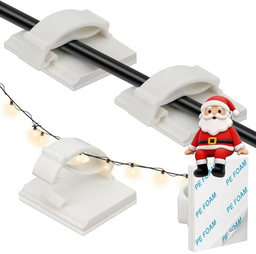 KLJ kabelhalter Haken Lichterkette selbstklebend klebehaken Weiß,100 Pack mini kleine Lichterkette Befestigung Fenster Indoor and Outdoor klebehaken kabelclips selbstklebend Halterung kabelorganizer