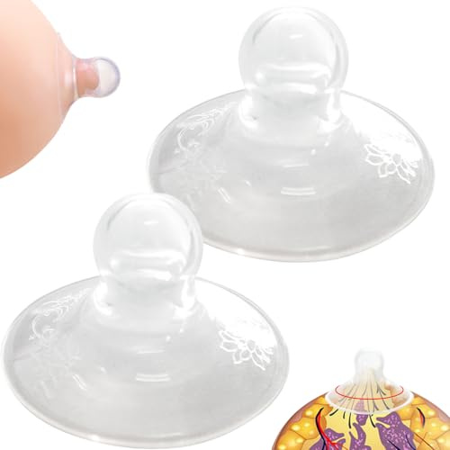 2 ventosas para pezones, corrector de pezones transparente de silicona suave, fácil de limpiar para uso diurno y nocturno con presión de forma tímida plana invertida, corrector