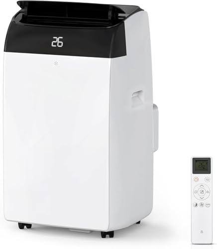 Aire Acondicionado Portátil 10000 BTU 3 En 1, Enfría, Deshumidificador 30L/Día y Ventilador 3 Velocidades, Silencioso, Pantalla Digital, Control Remoto, Temporizador 24H