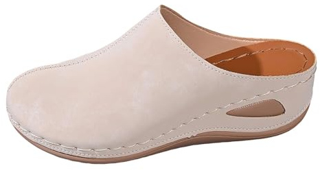 Pantoletter dam läder platt, tofflor dam pantoletter med kilklack tofflor platå fritidsskor bekväma tofflor andas utomhusskor halkfria strandskor lediga sommarskor