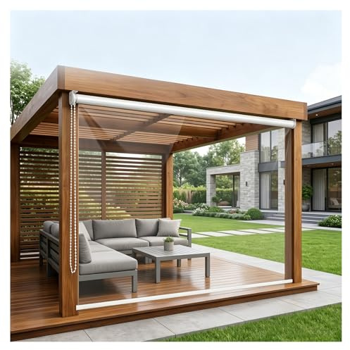 ZXCASDF Tenda avvolgibile Trasparente HD，Tende da Esterno Trasparenti a Rullo Impermeabili in PVC，per Giardino Esterno,Balcone,Patio，Tapparella Avvolgibile Anti-Vento(W140*H150cm/W55.11*H59.05in)