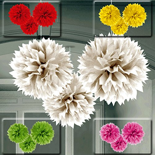 NET TOYS 3er Set Wabenball 40,6cm Deckendeko Honeycomb Pompons Deckenhänger weiß Fluffy Ball Wabenbälle Tissue Ball Deckenabhänger Wabendeko Hängedeko Party Raum Dekoration