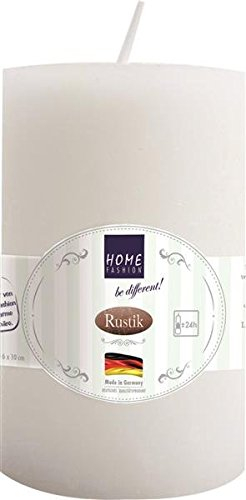 Bougie pilier rustique blanc - Diamètre : 6 cm - Hauteur : 10 cm