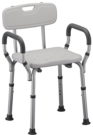 NOVA Medical Products Shower and Bath Chair with Back & Arms, White, 1 Count