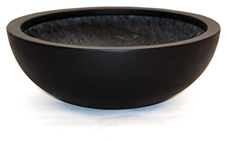 Pflanzkübel, Pflanzschale Fiberglas D34xH12cm elegant schwarz-matt.
