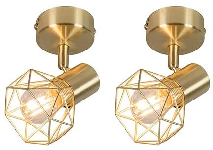 Qazqa - Set of 2 Art Deco Adjustable Spotlight Ceiling Brass - Mosh 1- - Modern - Suitable for LED E14 | 2 Way Light - Steel Surface-Mounted spotway Light - Suitable for Kitchen I Bedroom I