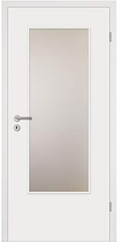 HORI® Zimmertür Komplettset mit Zarge und Türdrücker I Innentür weiß lackiert I Höhe 198,5 cm I 735 mm I DIN Rechts I Wandstärke: 80 mm (78-97 mm) mm