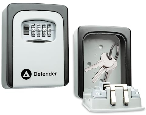 Defender Combination Dial Key Safe - Outdoor Wall Mounted Waterproof Key Lock Box - Secure Combination Key Storage Cabinet with Free Fixing Kit for Home, Office & Airbnb