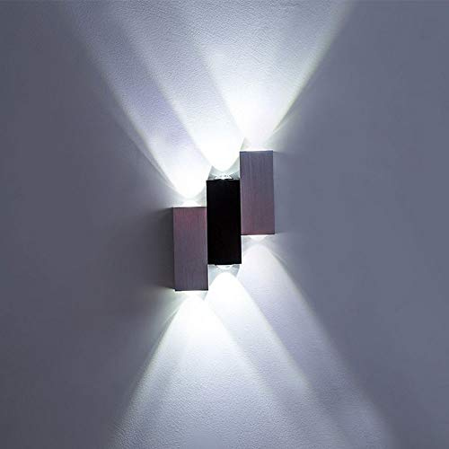 Mengjay LED Modern Wandleuchte Innen 6W Wandlampe Licht Up Down Leuchten Aluminium Wandlicht Wand Wandbeleuchtung für Wohnzimmer Schlafzimmer Treppenhaus Flur, Kaltes Weiß