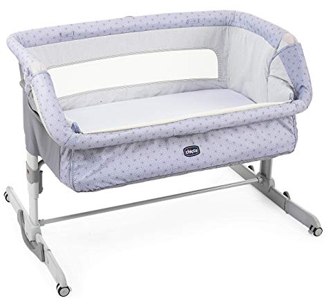 Chicco Next2Me Dream Beistellbett Babybett mit Matratze, Schaukelfunktion, Faltbare Seite, Höhenverstellbar, Netzfenster, 4 Rollen und Transporttasche - 0-6 Monate, 9 kg