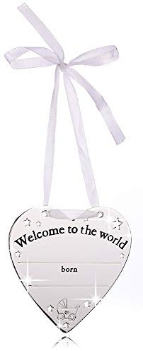 Sannys Herzschild für Kinderzimmer, Türschild Herz mit Babydaten, Taufgeschenk, Willkommensgeschenk Baby