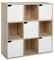 Meerveil Étagère de Rangement 9 Cubes Bibliothèque en Bois Armoire de Rangement, Inclus 4 Cubes Ouvertes et 5 Cubes avec Portes pour Salon Bureau Style Moderne, Chêne