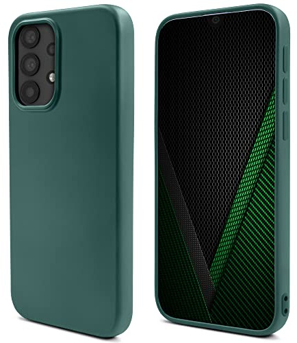 Moozy Lifestyle. Hülle für Samsung A32 5G, Dunkelgrün - Premium-Silikon Handyhülle Schutzhülle mit Mattem Finish und Weichem Mikrofaserfutter, Phone Cover Case