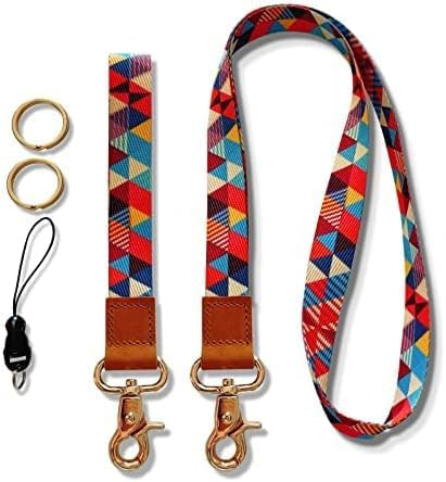 Puedno Lot de 2 cordons tour de cou, porte-clés avec dragonne pour homme et femme, pour porte-clés, téléphone portable, badge d'identité, porte-cartes