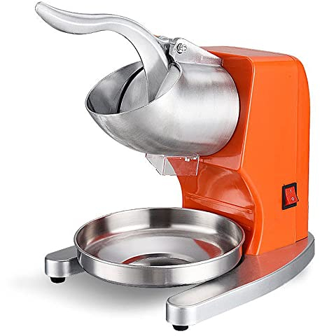SMSOM Electric Stainless Steel Dual Blades Ice Crusher Shaver Snow Cone Maker Machine, 95kg/h for Home and Commercial Use