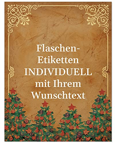 8 Flaschenetiketten selbstklebend mit Text personalisiert - Weihnachten Etikett Vintage Weihnacht 4 - weihnachtliche Flaschen Aufkleber