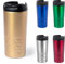 Taza termo de cafe para llevar - Vaso térmico con tapa hermética para bebidas frías y calientes, 310 ml para viajes en el coche, oficina o clase. Doble pared sin BPA. Vaso Termo Cafe y té (Dorado)