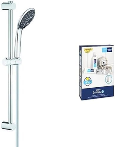 GROHE Vitalio Joy 110 Duo & QuickGlue S2 - Handbrause-Set (wassersparend, 2 Strahlarten, Universal-Brausestange, 60 cm, Twist-Stop-Brauseschlauch, 1750 mm), chrom, 27326000