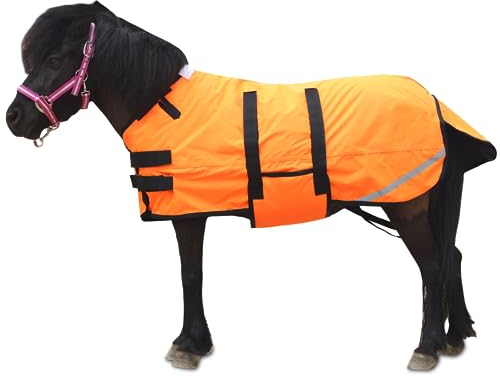 Gallopoff Pferdedecke für Fohlen/Mini-Pferde, Größe 76,2 - 121,9 cm, wasserdicht und atmungsaktiv, 300 Denier, Winterdecke mit 150 g Polyfill Orange Medium