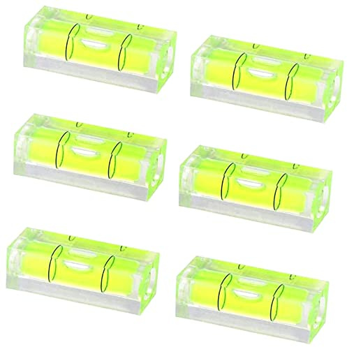 Wresetly Mini-Wasserwaage, 6 Stück, 10 x 10 x 29 mm, quadratische Wasserwaagen für Wandrahmen, Kunst-Displays, zum Aufhängen, Wohnmobil-Stativ, Messung