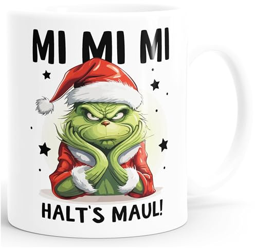 MoonWorks® Weihnachtsnörgler Tasse Anti Weihnachten Spruch Ironie Sarkasmus lustige Weihnachtsbecher Geschenke für Weihnachtsmuffel Weiss standard