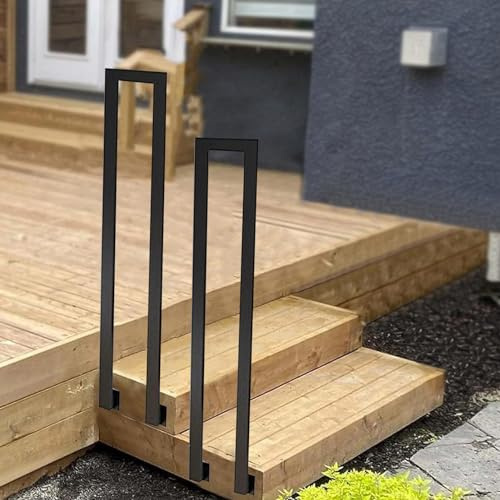 Whnoorher Stair Railing for Outdoor Steps, Side Mounted Front Porch Hand Rail, Wrought Iron Guardrail Railing, Transitional Handrail for Concrete Steps and Wooden Stairs (Size : 3.3ft/100cm)