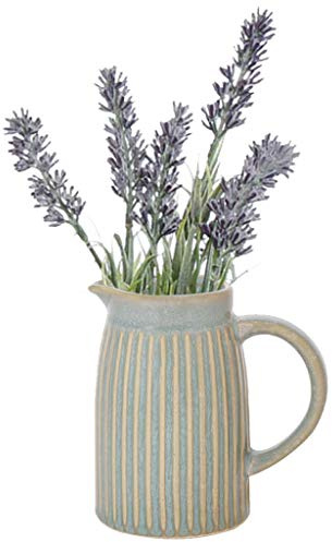 Pitcher Jug Vase Blue Ribbed Flower Vase Glazed Ceramic Jug (Small) | Ceramic Vase, Pitcher Jug, Jug Vase, Ceramic Jug, Centrepiece, Flower Vase, Flower Jug, Blue, Glazed, Embossed