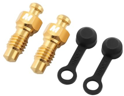 Fancyes 2X Brake Caliper Bleed Screws Bike Hydraulic Brake Bleed Bolts Brake Bleeder Screws with Fitting Caps for Mountain Road Bikes, Gold