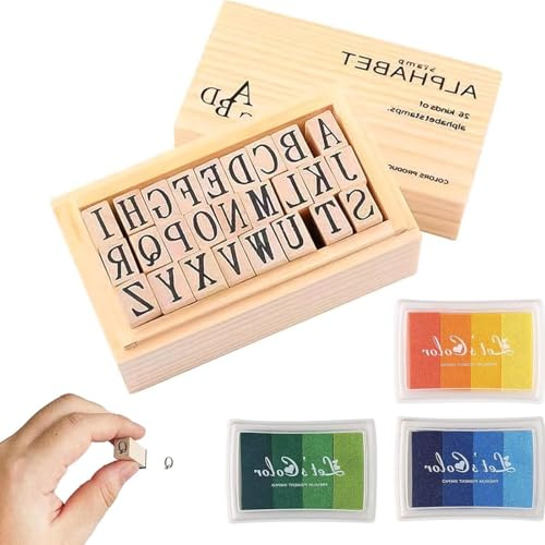 LDBKLGHJ Premium Textilstempel Set Waschmaschinenfest - Große Buchstabenstempel - Ideal für Schnittbuch, Kartenherstellung und Individuelle Stempel