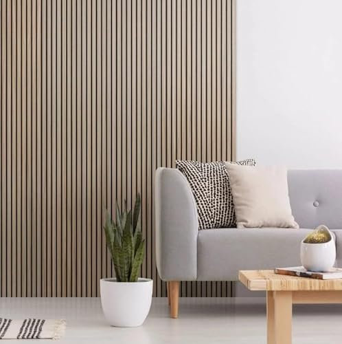 Masquepack – Panel Acústico Decorativo de Madera Roble Natural MDF 120x60 cm - Paneles Decorativos para Pared, Absorción de Sonido y Diseño Moderno (120x60 cm - Gris, 1)