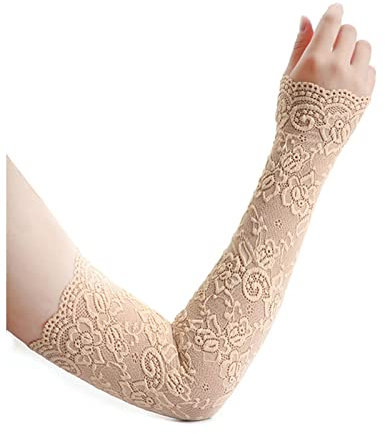 Manga Brazo Protección Solar Summer SunScreen Lace Bray Sleeve Women Brazo Cover Fashion Classic UV Protección Puños de brazo de hielo Guantes de conducción sin dedos Manga De Brazo De Protección Sola