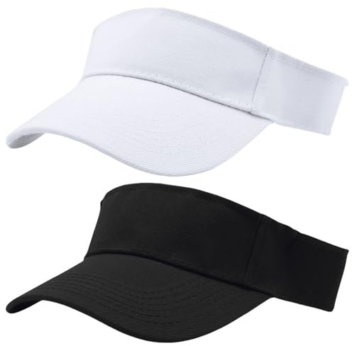 GWAWG 2 st solskydd, golfskärm kvinnor, kvinnor hästsvans basebollkeps, sport utomhus vanlig keps, justerbar golf tennishattar för män svart, Svart, one size