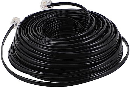 DOITOOL Cavo Telefonico Pc Metri Prolunga Connessione Telefonica Per Casa e Fax Filo Piatto Cavi Nero Compatibile Con Modem e Centralini