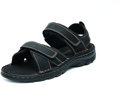 MGGMOKAY Sandalias Deportivas Hombre,Cuero Sandalia Senderismo Zapatillas Antideslizantes la playa aire,Negro,42