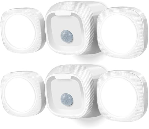 Toowell 2 Pack Eclairage Exterieur avec detecteur Lumiere Exterieur detecteur de Mouvement Eclairage Garage Lumiere LED sans Fil,Blanc