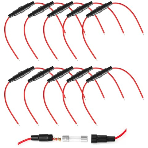 AGC Sicherungshalter, Sicherungshalter 5x20, 10 Stück AGC-Sicherungshalter, Sicherungshalter, Stromnetz Sicherungen, Fuse Holder, Sicherungshalter Boot, 5 × 20 mm 32 V 20 A AGC Sicherungshalter