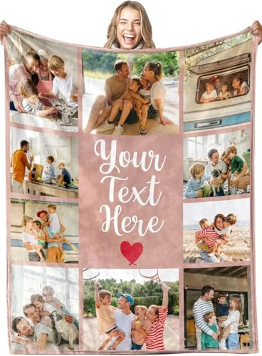 Personalisierte Foto Kuscheldecke,Foto Decke Selber Gestalten,Winter Warm Dick Weich Flanell Personalisierte Geschenke für Frauen und Männer, Fotogeschenke zum Geburtstag Weihnachten 150x200cm