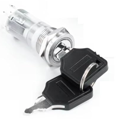 Interruttore Accensione 220V Interruttore A Pulsante Rotante In Metallo Con Chiave 2/3 Posizioni, Autobloccante, Tipo Di Ritenzione LED NO/NC ON OFF(1NO1NC(Blue),Reset,19mm)