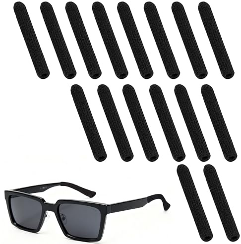 8 Pairs Anti Slip Glasses Grips Black Glasses Ear Cushions Soft Glasses Arm Covers Knitted Ear Pads for Glasses Legs Ear Grips Glasses Arm Cushion Grips for Study Work Outdoor