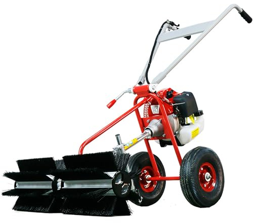 Escoba barredora de césped con Empuje de Gas, 43 CC, 2 Tiempos, 1,7 HP, para Caminar detrás, Ancho de Barrido de 600 mm, Escoba barredora de Nieve de Mano para césped de Entrada de jardín,Herramienta
