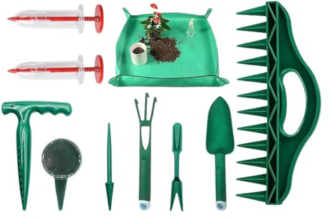 Utensili da giardinaggio manuali, set di dispenser per piantare | tappetino per trapianto di piante, per piantare, seminare, piantine, verdure e peperoni, fiori, prato, interno ed esterno