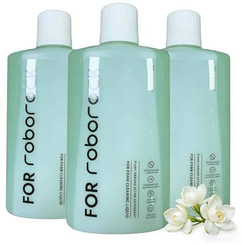 Solución de Limpieza para Suelos 3 Botella de Limpiador sin Residuo 1L Aroma de Jazmín Compatible con Roborock Robot Aspiradora inalámbrica de Seco y Húmedo Proporción de Dilución 1:200