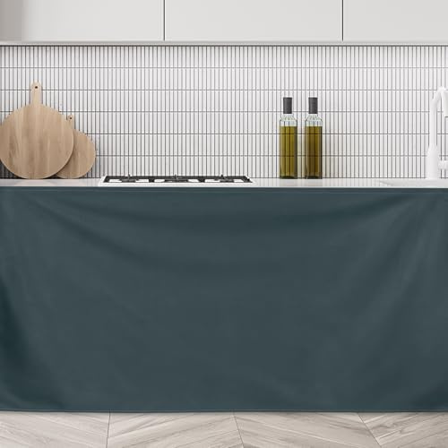 QUARKZMAN Tende Per Armadi, Tenda Corta Antipolvere Per Privacy, Tenda Con Ganci E Anelli Sotto Il Tavolo Per Cucina Bagno Armadio Ripostiglio (90cm x 70cm, Grigio Scuro)
