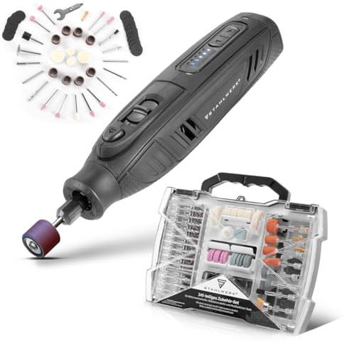 STAHLWERK Meuleuse multi-usages sans fil AMF 80 ST + Kit d'accessoires de 198 pièces - Outil multifonction pour bois, métal et plastique | USB-C ponceuse rotative sans fil
