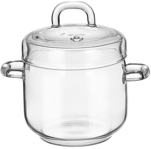 Mini Simmer Pot 350ml Clear Glass Simmer Pot with Handle and Lid Heat-Resistant Glass Pots for Cooking on Stove, Cooking, Soup, Milk, Tea Small