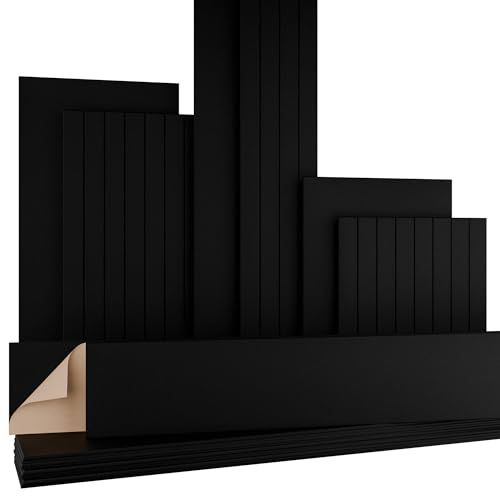AKUSTIKO Akustikpaneele Selbstklebend 240x30cm - 8 Stück Schwarz Akustik Wandpaneele Schallschutz & Raumakustik Panels Filz 9mm Hexim Decken- & Wandverkleidung Ton Verbesserung (5.76m²)