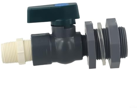 Valvola a sfera in PVC da 3/4 di pollice per serbatoi di acqua piovana con raccordo a paratia e adattatore per tubo flessibile per applicazioni in piscina da giardino