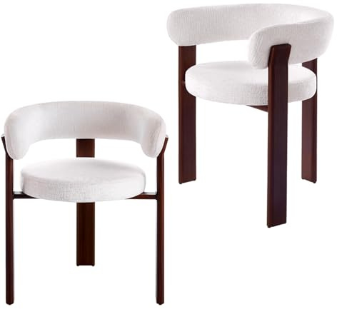 ELDIBRO 2er Set Esszimmerstühle Mid Century Modern: Gepolsterte Küchenstühle mit Ergonomischer Rückenlehne & Stabilen Metallbeinen - Komfortabler Loungestuhl für Esszimmer Wohnzimmer Café (Weiß, 2er)