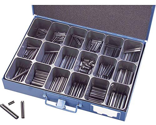 No Name 450 Stück Spannhülsen Sortiment DIN 1481, 18 Arten von 2 x 20 bis 10 x 60 mm, Stahl, Blau