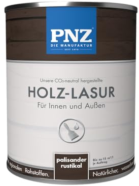 PNZ Holzlasur für Innen und Außen | lösemitttelfreie Farblasur | Nachhaltig hergestellt mit regionalen Rohstoffen | für alle Hölzer, auch Bienenhäuser, Gebinde:2.5L, Farbe:palisander rustikal
